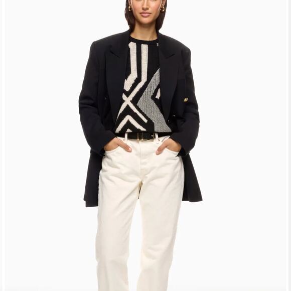 Ralph Lauren Black White Geometric Sweater XS Oversize Dolman Wool Cashmere $225 - Picture 3 of 10